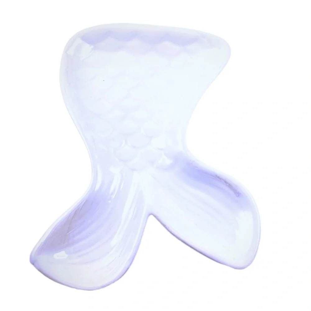 Pearlized Ceramic Mermaid Tail Decor Dish White